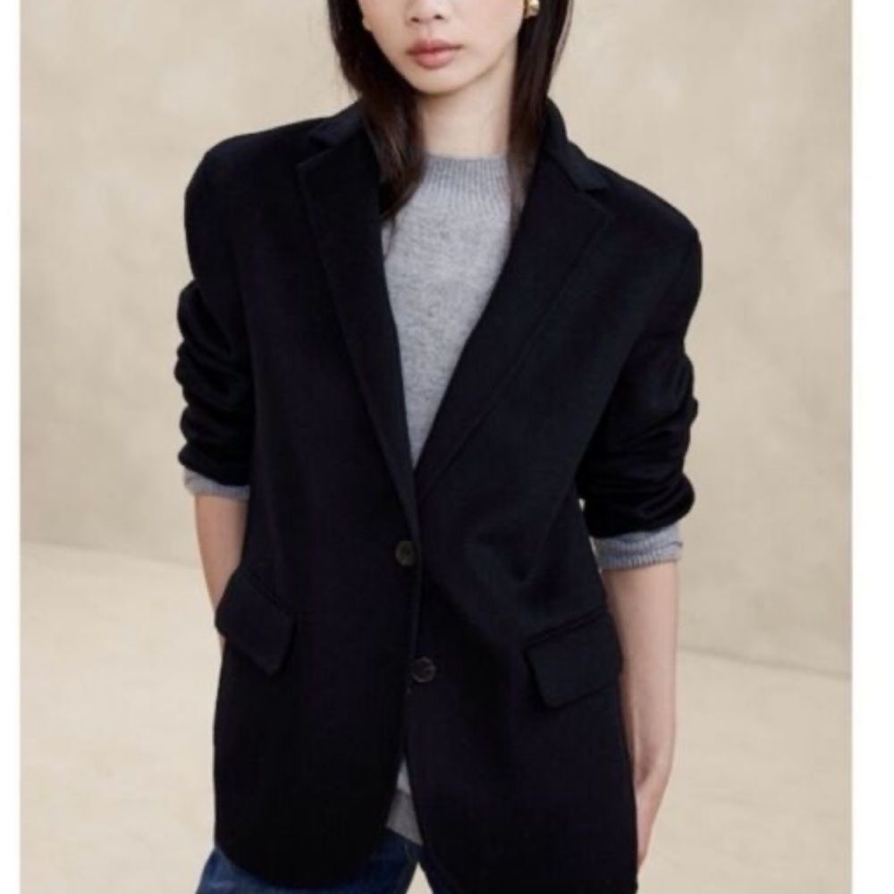 Banana Republic Nelli Oversized Wool Double-Faced Blazer In Navy